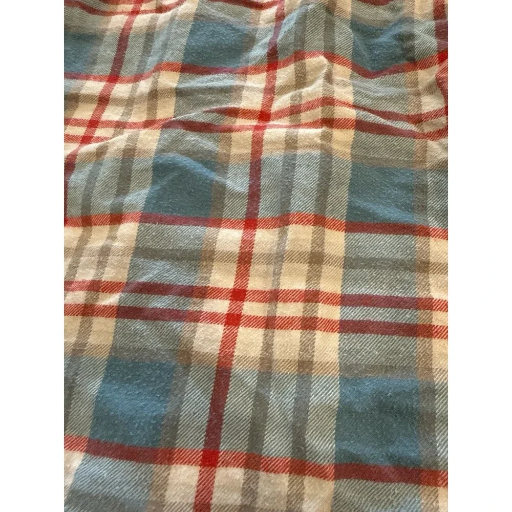 J.CREW Men's L Regular Slim Blue/White/Red Plaid Flannel Button-Down 100% Cotton